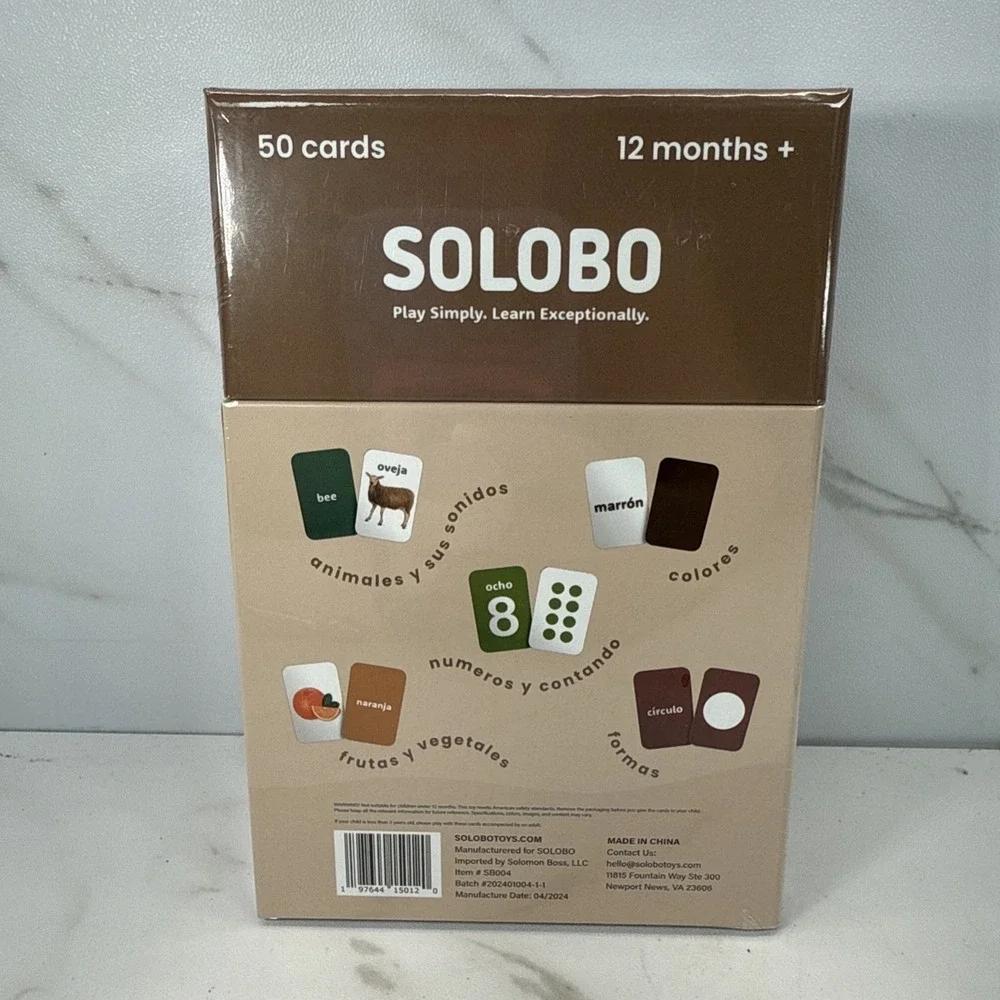 Spanish Flash Cards✨12+ Months✨SOLOBO TOYS✨Works w/ Dry Erase Markers✨50 Cards
